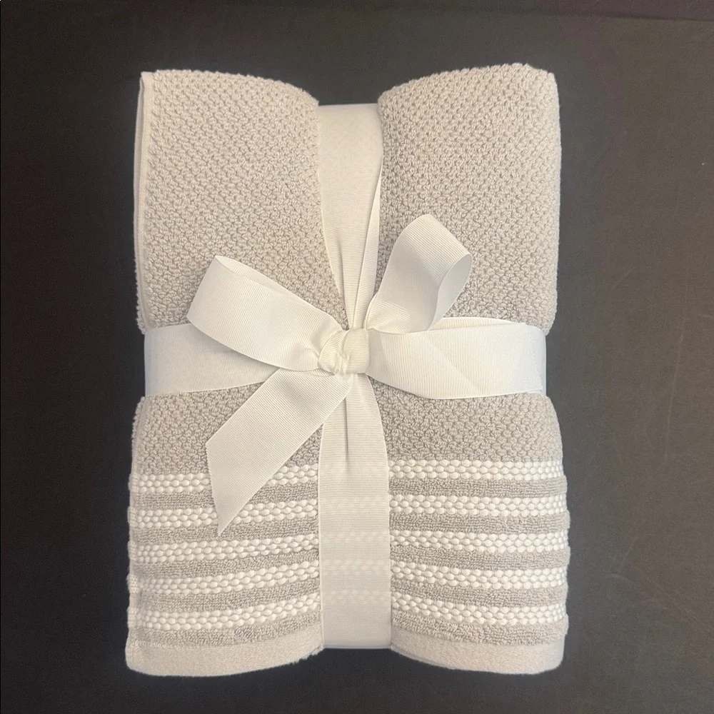 6pc TRULY LOU 100% Cotton Bath Towel Set - Oystermush - Towel Bundle